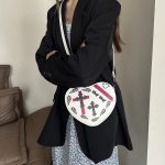 Wholesale Women Fashion Retro Gothic Cross Printed Love Shaped Chain Crossbody Bag - Image 2