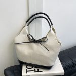 Wholesale Fashion Bow Denim Canvas Spliced Large Capacity Handbags - Image 3