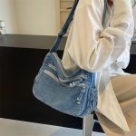 Wholesale Women Fashion Casual Large Capacity Zipper Denim Crossbody Bag - Image 3