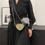 Fashion Sequin Mini Heart Chain Crossbody Bag - Image 2