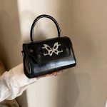 Wholesale Women Fashion Solid Color Butterfly Buckle Square Crossbody Bag - Image 2