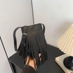 Wholesale Women Fashion Mini Solid Color Tassel Mobile Phone Crossbody Bag - Image 3
