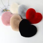 Wholesale Women Fashion Cute Heart Shaped Solid Color Plush Crossbody Bag - Image 2