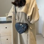 Wholesale Women Fashion Creative Heart Shape Zipper PU Crossbody Bag - Image 2