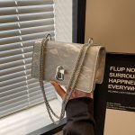 Wholesale Women Fashion Solid Color Square Flap Lock Chain Shoulder Crossbody Bag - Image 2