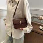 Wholesale Simple Solid Color Lock Square Crossbody Bag - Image 2