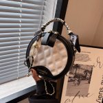 Wholesale Women Fashion Solid Color Rhombic Zipper Round Chain Crossbody Bag