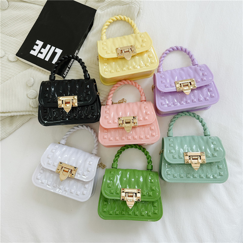 main_1-1593 Women Fashion Solid Color Mini Lock Chain Crossbody Bag - Image 1