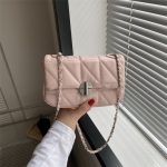 Wholesale Women Fashion Solid Color Diamond Flap Square Chain Crossbody Bag - Image 2