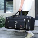 Men Leisure Sports Alphabet Foldable Large Capacity Nylon Duffle Bag - Image 4