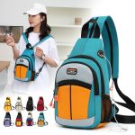 Wholesale Casual Color Blocking Men Women Zipper Outdoor Travel Chest Bag Backpack - Image 3