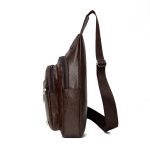 Men Fashion Casual Solid Color Soft Leather Business Chest Bag - Image 3