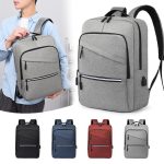 Wholesale Men Casual Commuter Solid Color Oxford Usb Backpacks Bag