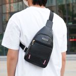 Wholesale Men Fashion Casual Business PU Letter Zipper Chest Bag