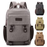 Men Leisure Sports Commuter Solid Color Canvas Backpacks Bag - Image 4