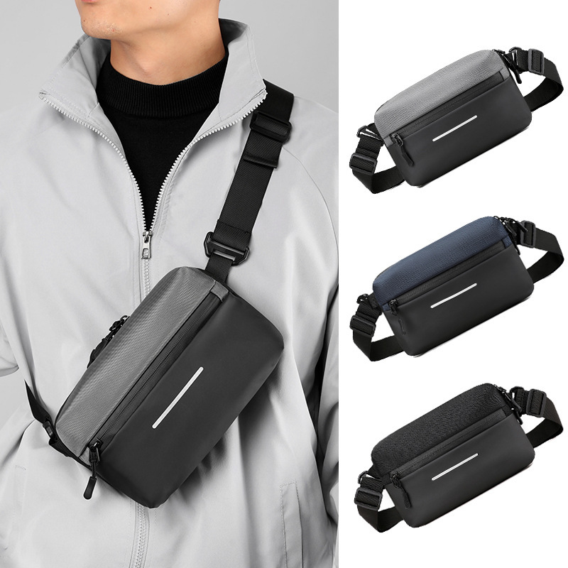 main_1-1769 Wholesale Men Casual Sports Commuter Oxford Colorblock Chest Bag - Image 1