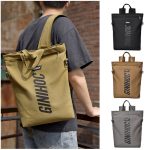 Men Leisure Sports Commuter Solid Color Canvas Backpacks Bag - Image 2