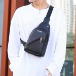 Wholesale Men Casual Commuter Zipper PU Chest Bag