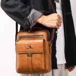Wholesale Men Casual Basic Commuter Zipper PU Crossbody Bag