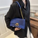 Women Fashion Versatile Square Chain Crocodile Gradient Color Shoulder Bag - Image 2