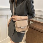 Wholesale Women Fashion Versatile Square Solid Color Saddle Shoulder Bag - Image 2