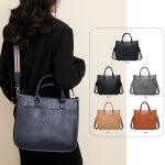 Women Fashion Retro Large Capacity PU Handle Shoulder Bag - Image 2