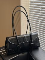 Wholesale Women Fashion Casual Solid Color Wax Leather Baguette Shoulder Bag - Image 2