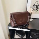 Women Fashion Simple Solid Color Chain Shoulder Bag - Image 2
