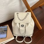 Wholesale Women Fashion Casual Solid Color Chain Backpack - Image 2