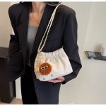 Wholesale Women Fashion Casual Solid Color Chain Plush Pendant Shoulder Bag - Image 3
