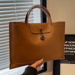 Women Fashion Casual Simple Solid Color Large Capacity Handbag - Image 2