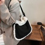 Wholesale Women Fashion Casual Solid Color Frosted Suede Plush Large Capacity Shoulder Bag - Image 2