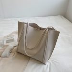 Women Fashion Casual Simple Solid Color Large Capacity Tote Bag - Image 3