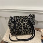 Autumn And Winter Women Fashion Casual Leopard Plush Chain Tote Bag - Image 2