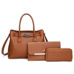 Women Fashion Casual Solid Color Handbag Three-Piece Bag Set