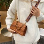 Fashion Solid Color Wide Shoulder Strap Square Shoulder Bag - Image 3