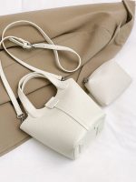 Wholesale Women Fashion Casual Solid Color Bucket HandBag Two-Piece Bag Set - Image 10