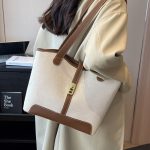 Vintage Contrast Spliced Large Capacity Tote Bag - Image 2