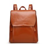Wholesale Fashion Oil Wax Leather Retro Style Student Schoolbag Soft Leather Travel Backpack - Image 3