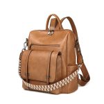 Wholesale Vintage Women Pu Soft Leather Dual-Use Backpack - Image 2