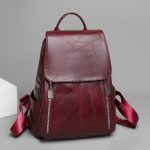 Wholesale Women Simple Large Capacity Fashion Retro Travel Schoolbag Pu Soft Leather Backpack - Image 2