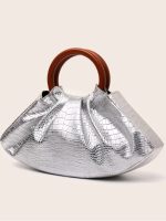 Women Fashion Elegant Solid Color Pleated Cloud Handbag - Image 2
