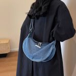 Women Fashion Simple Denim Zipper Shoulder Bag - Image 2