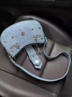 Women Fashion Studded Belt Buckle Detail Zipper Shoulder Bag - Image 3