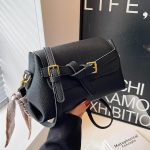 Women Fashion Retro Solid Color Litchi Pattern Small Square Shoulder Bag - Image 2