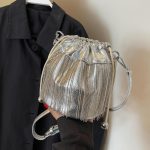 Women Fashion Casual Solid Color Tassels Bucket Shoulder Bag - Image 2