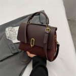 Women Fashion Retro Simple Splicing Suede Shoulder Bag - Image 3