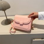 Women Fashion Simple Solid Color Small Square Shoulder Bag