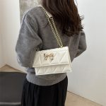 Women Fashion Rhombus Bowknot Buckle Chain Small Square Shoulder Bag - Image 2