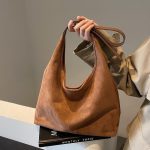 Women Fashion Casual Solid Color Suede Large Capacity Shoulder Bag - Image 2